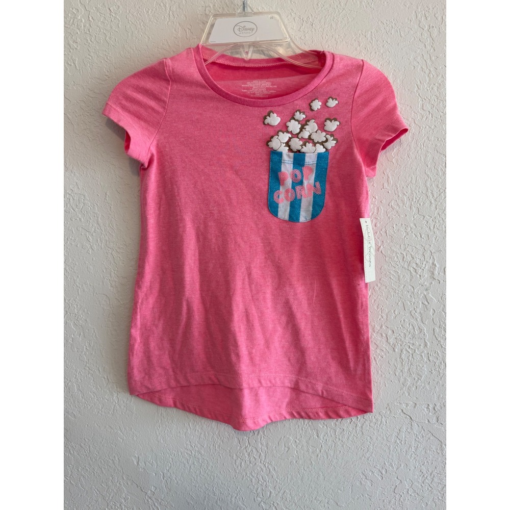 Bobbie Brooks Girls Pink Popcorn Graphic T-Shirt Short Sleeve Size S 6/6X NWT
